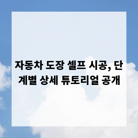 자동차 도장 셀프 시공, 단계별 상세 튜토리얼 공개