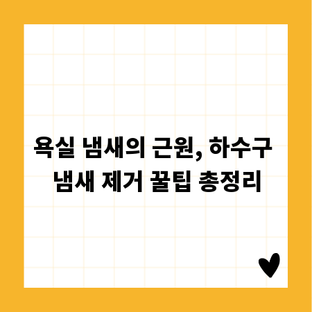 욕실 냄새의 근원, 하수구 냄새 제거 꿀팁 총정리