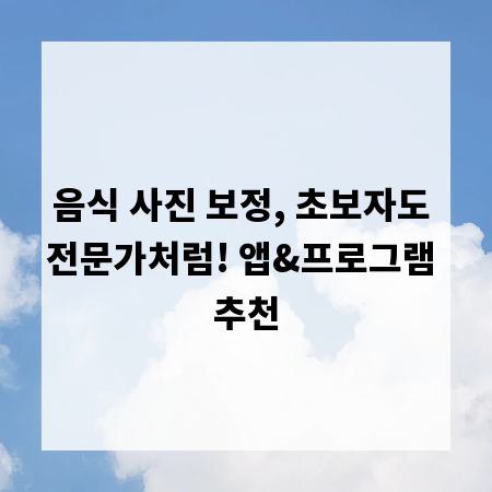 음식 사진 보정, 초보자도 전문가처럼! 앱&프로그램 추천