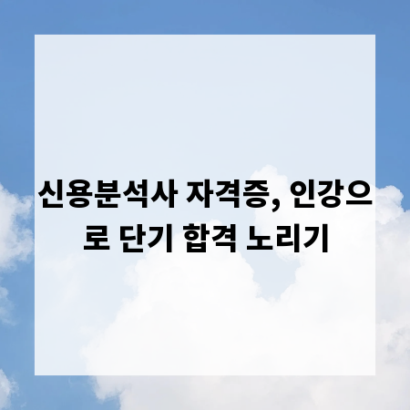 신용분석사 자격증, 인강으로 단기 합격 노리기