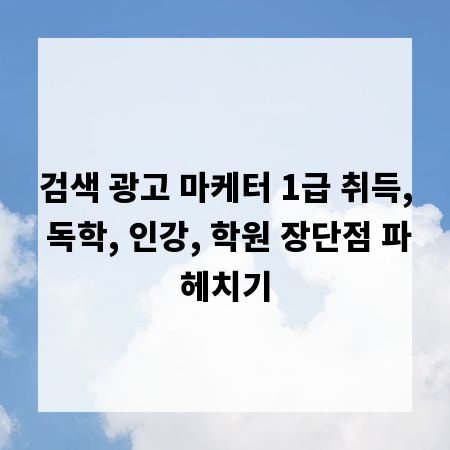 검색 광고 마케터 1급 취득, 독학, 인강, 학원 장단점 파헤치기