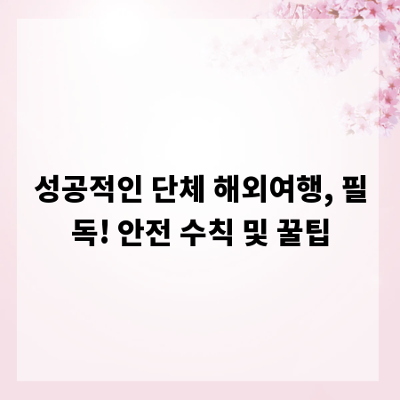 성공적인 단체 해외여행, 필독! 안전 수칙 및 꿀팁