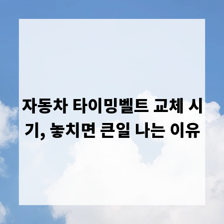 자동차 타이밍벨트 교체 시기, 놓치면 큰일 나는 이유