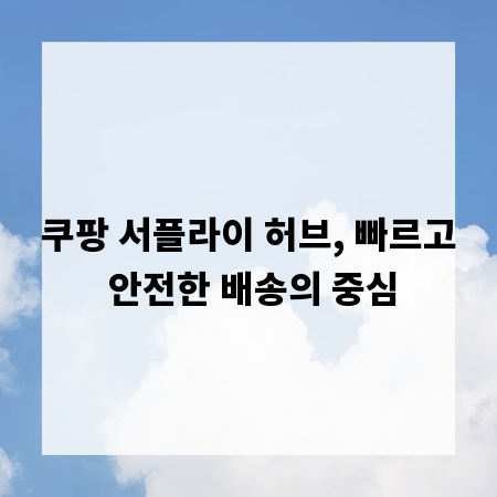 쿠팡 서플라이 허브, 빠르고 안전한 배송의 중심