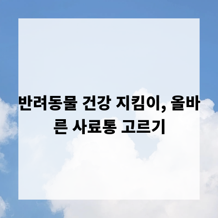 반려동물 건강 지킴이, 올바른 사료통 고르기