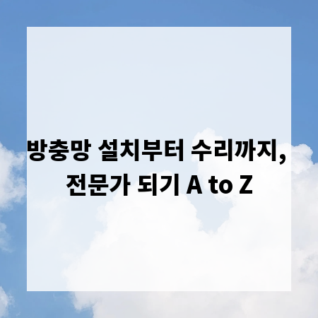 방충망 설치부터 수리까지, 전문가 되기 A to Z
