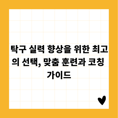 탁구 실력 향상을 위한 최고의 선택, 맞춤 훈련과 코칭 가이드