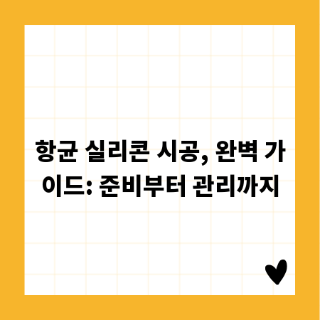 항균 실리콘 시공, 완벽 가이드: 준비부터 관리까지