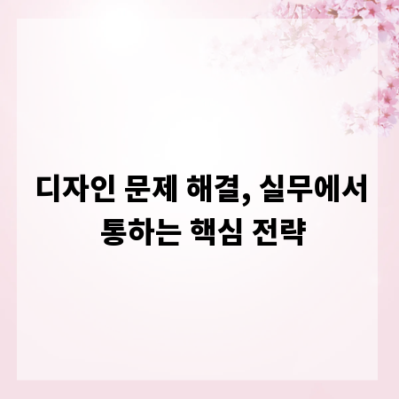 디자인 문제 해결, 실무에서 통하는 핵심 전략