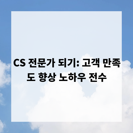CS 전문가 되기: 고객 만족도 향상 노하우 전수
