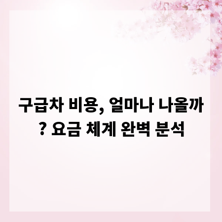 구급차 비용, 얼마나 나올까? 요금 체계 완벽 분석