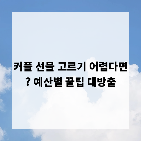 커플 선물 고르기 어렵다면? 예산별 꿀팁 대방출