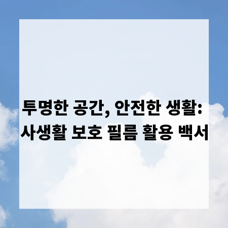 투명한 공간, 안전한 생활: 사생활 보호 필름 활용 백서
