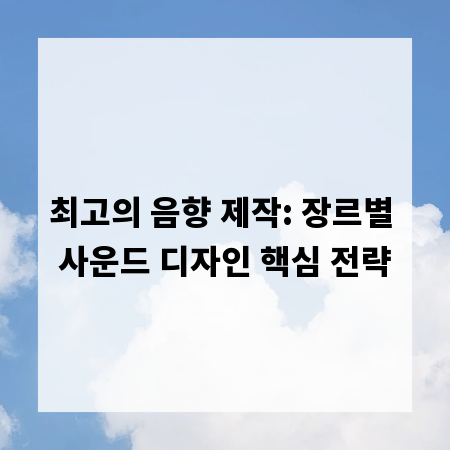 최고의 음향 제작: 장르별 사운드 디자인 핵심 전략