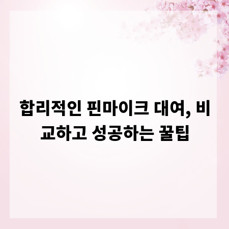 합리적인 핀마이크 대여, 비교하고 성공하는 꿀팁