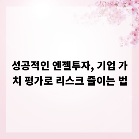 성공적인 엔젤투자, 기업 가치 평가로 리스크 줄이는 법