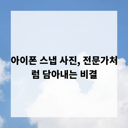 아이폰 스냅 사진, 전문가처럼 담아내는 비결