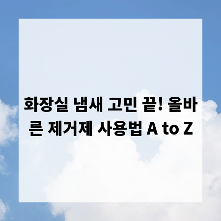 화장실 냄새 고민 끝! 올바른 제거제 사용법 A to Z