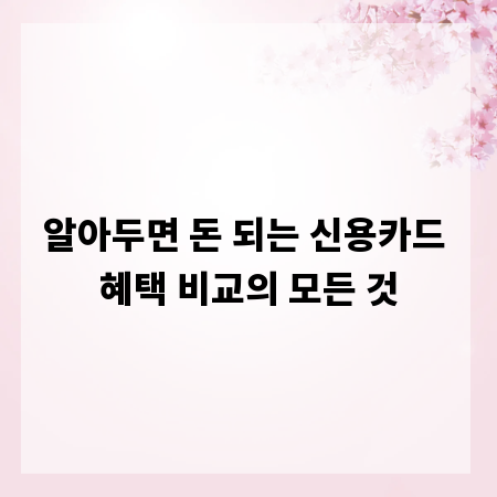알아두면 돈 되는 신용카드 혜택 비교의 모든 것