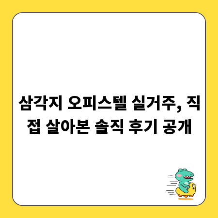 삼각지 오피스텔 실거주, 직접 살아본 솔직 후기 공개