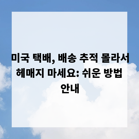 미국 택배, 배송 추적 몰라서 헤매지 마세요: 쉬운 방법 안내