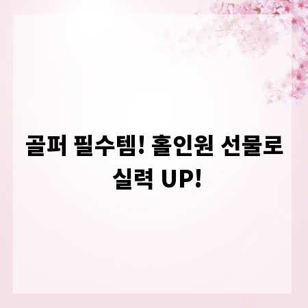골퍼 필수템! 홀인원 선물로 실력 UP!