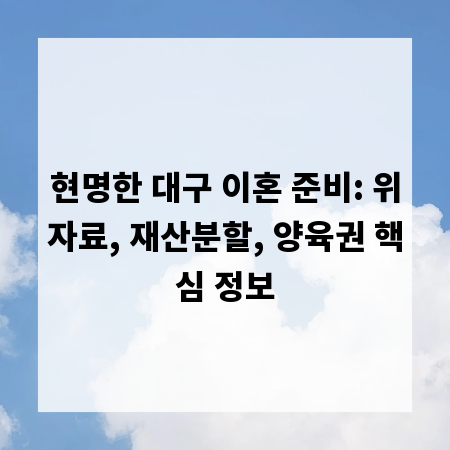 현명한 대구 이혼 준비: 위자료, 재산분할, 양육권 핵심 정보