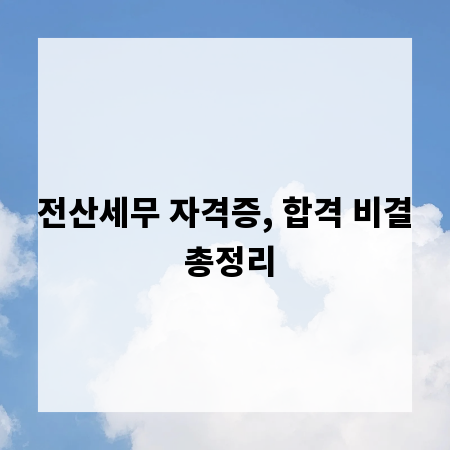 전산세무 자격증, 합격 비결 총정리