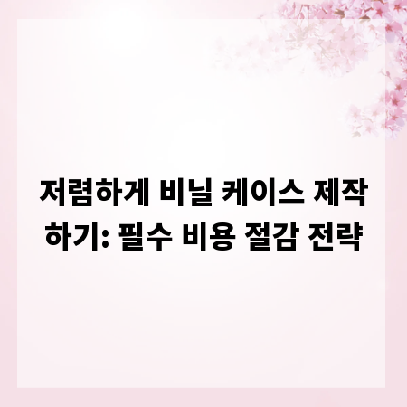 저렴하게 비닐 케이스 제작하기: 필수 비용 절감 전략
