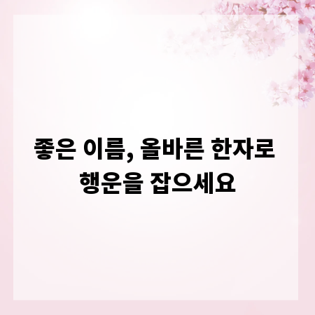 좋은 이름, 올바른 한자로 행운을 잡으세요