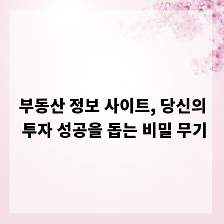 부동산 정보 사이트, 당신의 투자 성공을 돕는 비밀 무기