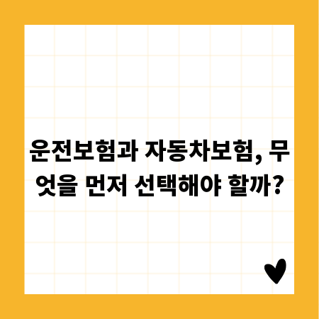 운전보험과 자동차보험, 무엇을 먼저 선택해야 할까?