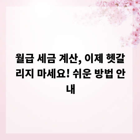 월급 세금 계산, 이제 헷갈리지 마세요! 쉬운 방법 안내