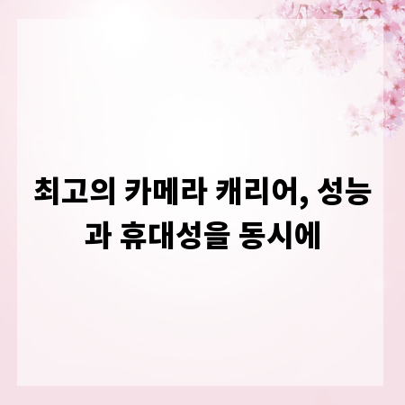 최고의 카메라 캐리어, 성능과 휴대성을 동시에