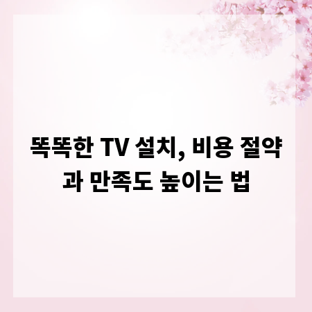 똑똑한 TV 설치, 비용 절약과 만족도 높이는 법