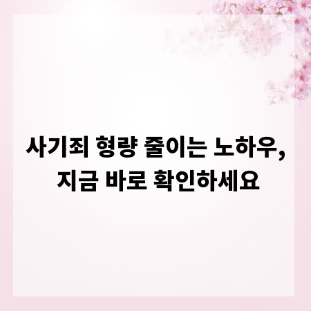 사기죄 형량 줄이는 노하우, 지금 바로 확인하세요