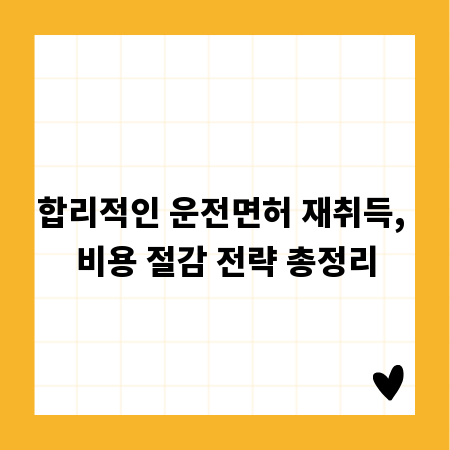 합리적인 운전면허 재취득, 비용 절감 전략 총정리
