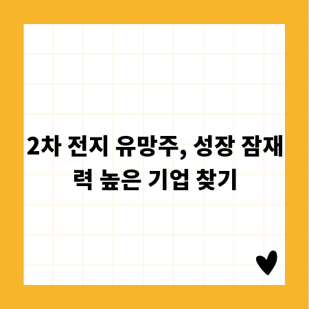 2차 전지 유망주, 성장 잠재력 높은 기업 찾기