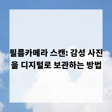 필름카메라 스캔: 감성 사진을 디지털로 보관하는 방법
