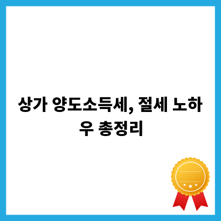상가 양도소득세, 절세 노하우 총정리