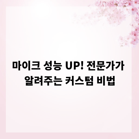 마이크 성능 UP! 전문가가 알려주는 커스텀 비법