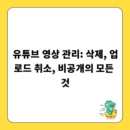 유튜브 영상 관리: 삭제, 업로드 취소, 비공개의 모든 것
