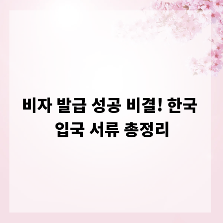 비자 발급 성공 비결! 한국 입국 서류 총정리