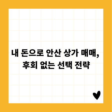 내 돈으로 안산 상가 매매, 후회 없는 선택 전략