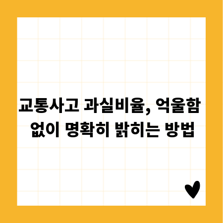 교통사고 과실비율, 억울함 없이 명확히 밝히는 방법