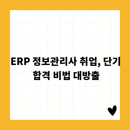 ERP 정보관리사 취업, 단기 합격 비법 대방출