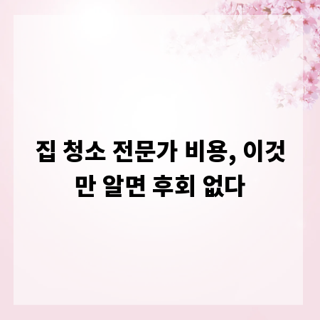 집 청소 전문가 비용, 이것만 알면 후회 없다