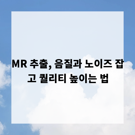 MR 추출, 음질과 노이즈 잡고 퀄리티 높이는 법