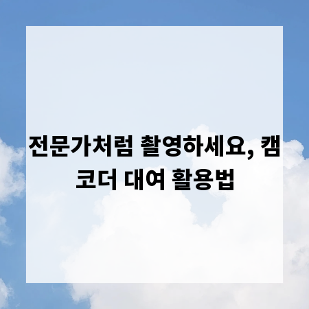 전문가처럼 촬영하세요, 캠코더 대여 활용법