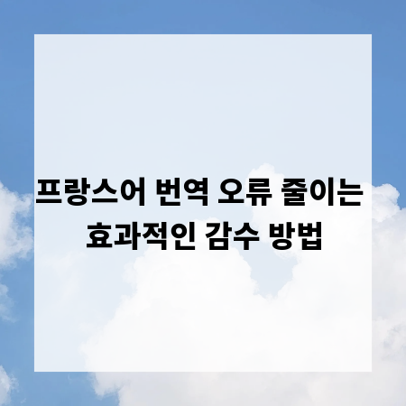 프랑스어 번역 오류 줄이는 효과적인 감수 방법